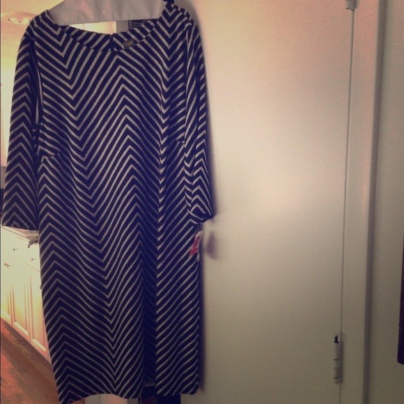 Black and white chevron dress