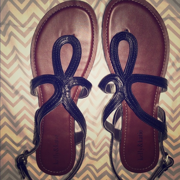 Kelly and Katie Black Leather Sandals