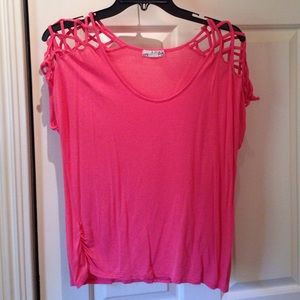 Pink cutout sleeve top