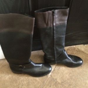 Black/brown tall boots