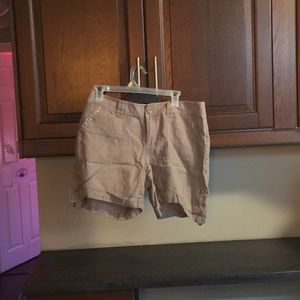 Inc linen shorts with crystal details