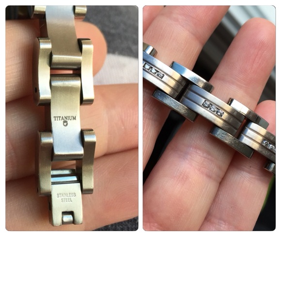 Men's Titanium Diamond Link Bracelet 3/4 ct. t.w. - Picture 2 of 4