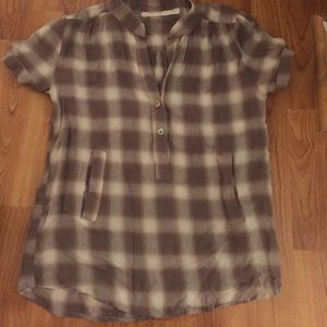 Short sleeve flannel Henley top
