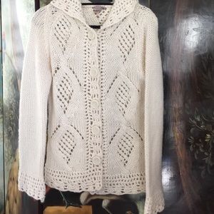 Hand knit look 100% wool cardigan