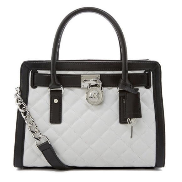 michael kors black and white tote bag