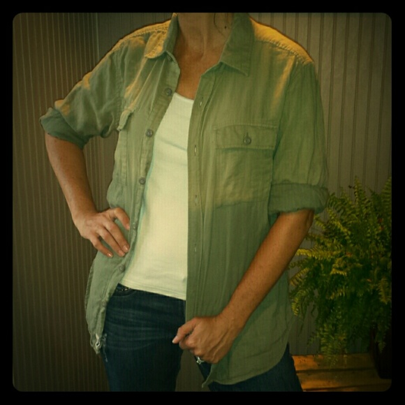 *SOLD* Dip Dye Dyed Flannel Ombre Shirt