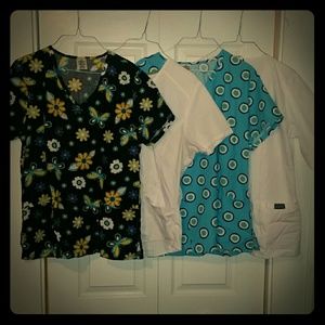 Bundle 4 Scrub Shirts and 1 under shirt