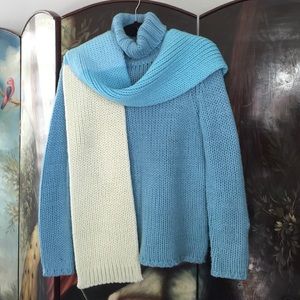 Hand knit look turtleneck, matching scarf