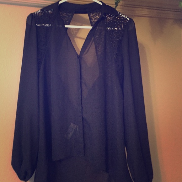 Sheer Black Lace Blouse