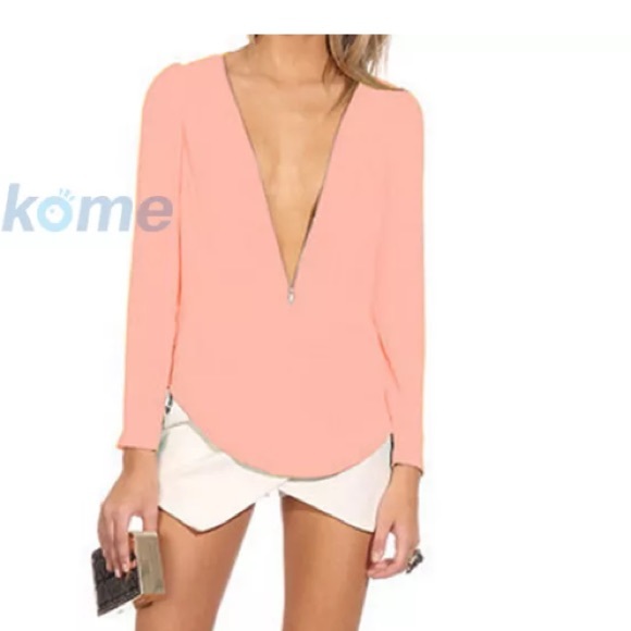 Tops - Chiffon Blouse with Zipper