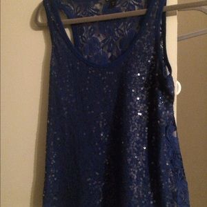 Blue sequin tank