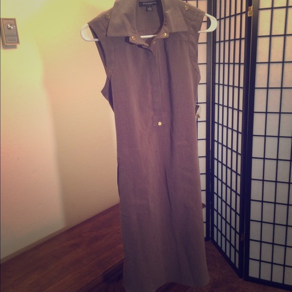 Sharagano sleeveless collared dress with belt