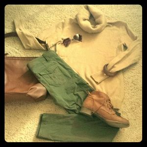 Army green stretch skinny pants