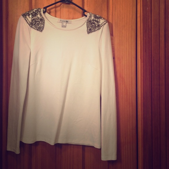 Long sleeve beaded shoulder