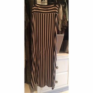 Tan/Black Striped Maxi Skirt