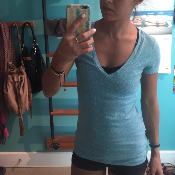 Blue v neck shirt