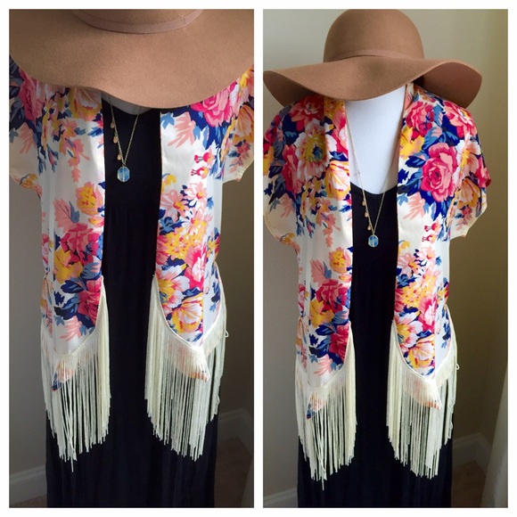 Floral Fringe Kimono