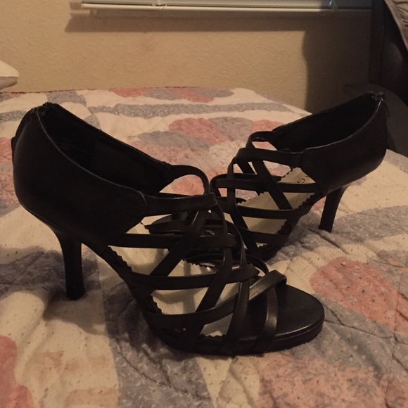 Strappy black heels