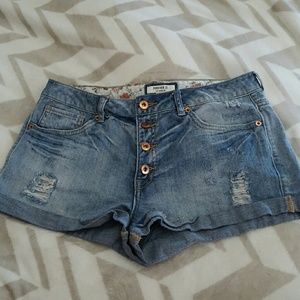 F21 Distressed High Waisted Shorts