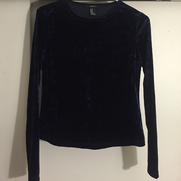 Navy blue velvet long sleeve