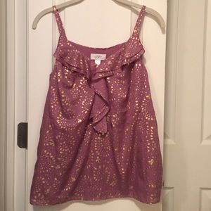 LOFT Purple ruffle tank