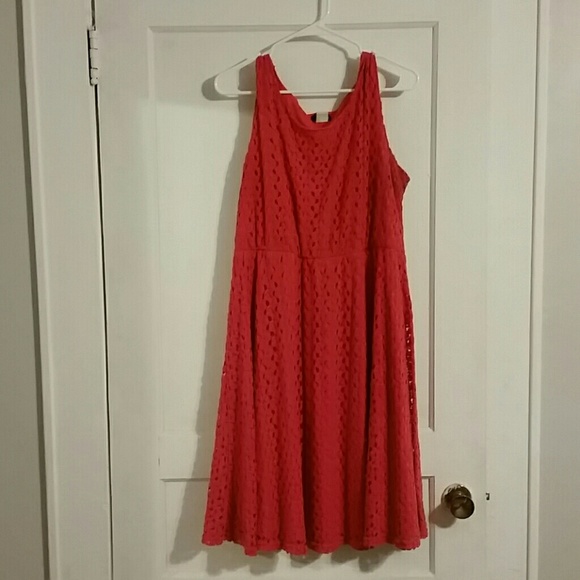Coral eyelet dress