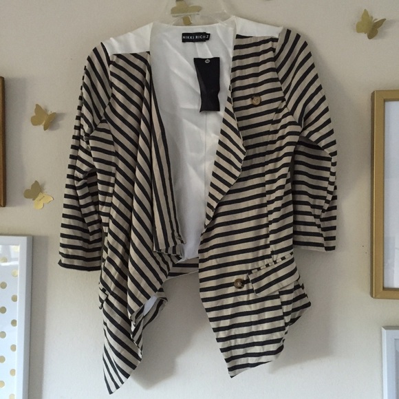 Tan black and cream soft blazer with button