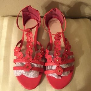 Coral color / Bella Floral Wedge Sandal