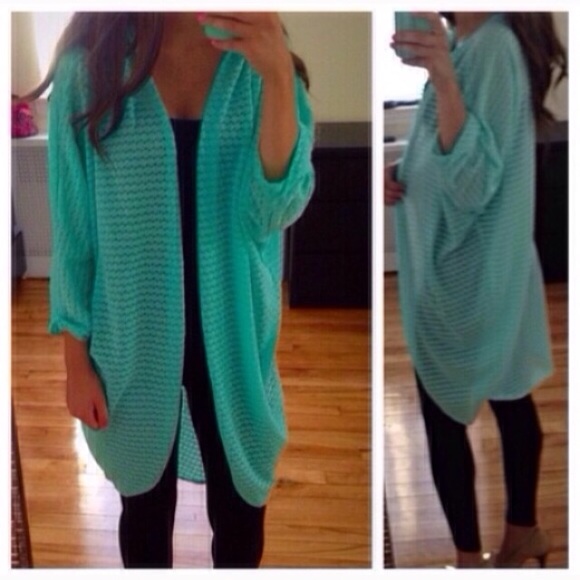 ❗️LAST ONE❗️Mint Batwing High Low Cardigan Sweater - Picture 2 of 2