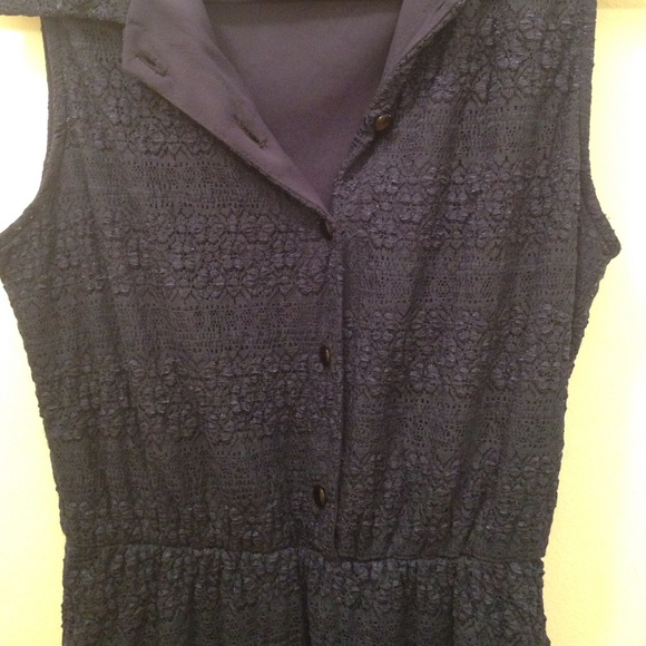 Navy Lace Shirt Dress - Picture 2 of 3