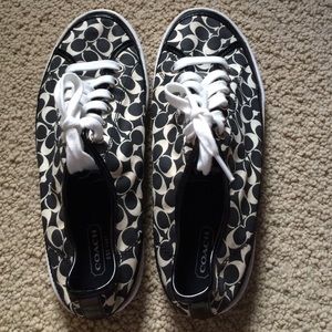 Black and white coach sneakers