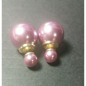 Mise en Dior design double pearl earrings