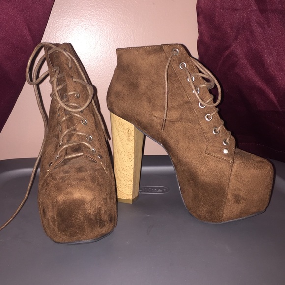 Suede platform booties