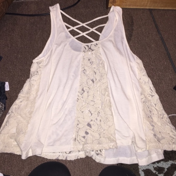 Tillys cream lace tank