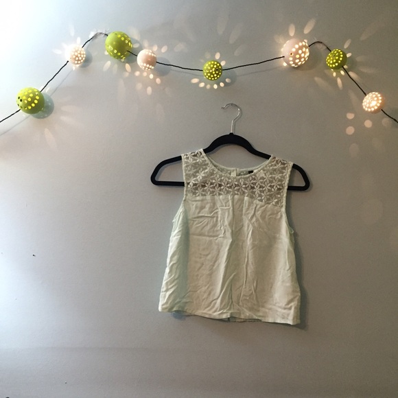 H&M Powder Blue Floral Open Back Crop Top