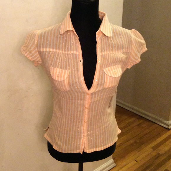 Peach & white glittery top