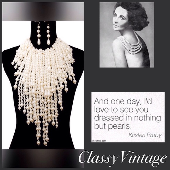 Boutique Jewelry - Cascade of pearls. Necklace and earring set $75.00
