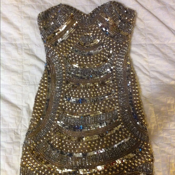 Scale sequin beaded short prom dress.