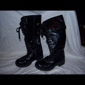 Tall Lace Up Black Volatile Boots