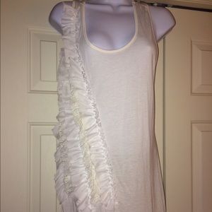 White Ruffled Racerback Top sz L White Ruffled Racerback Top sz L