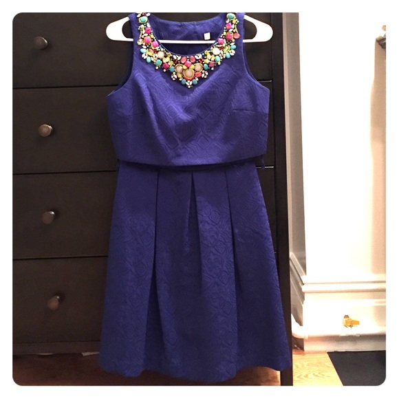 Anthropologie 2-piece blue dress w/ embellishment