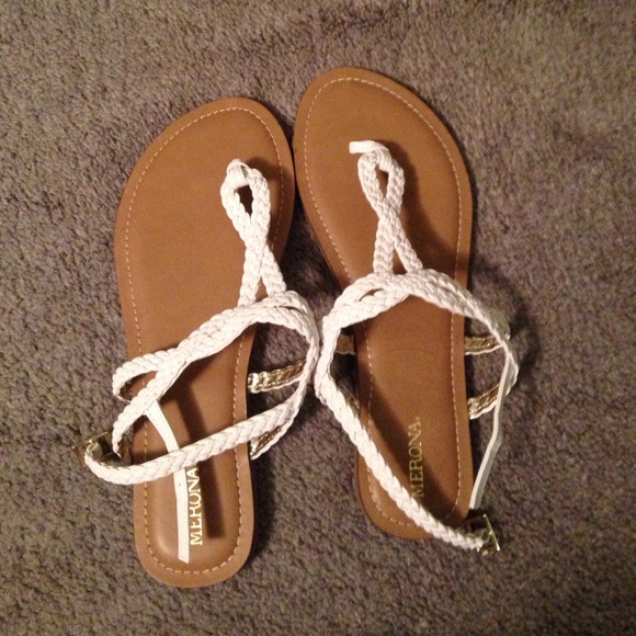 Brand New! Never worn, white braided sandals.
