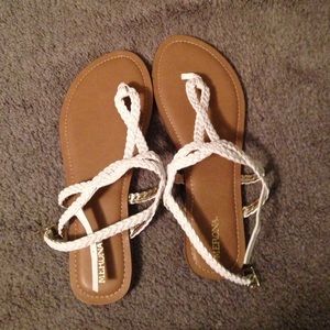 Brand New! Never worn, white braided sandals.