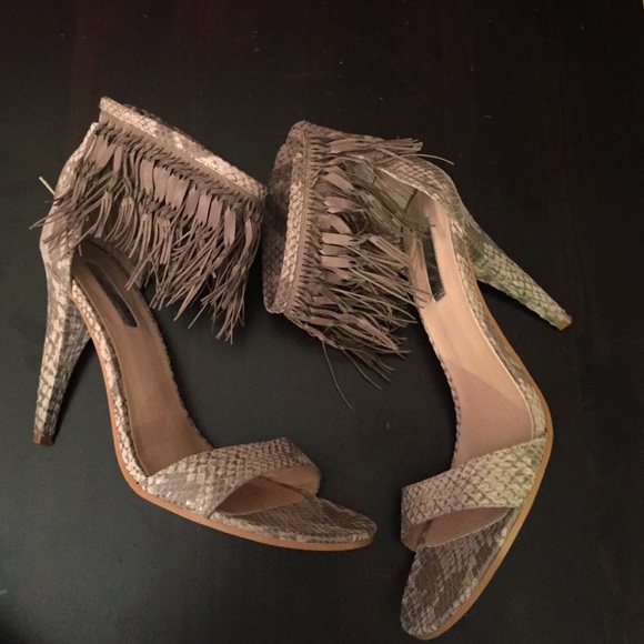 Tan snake skin shoes