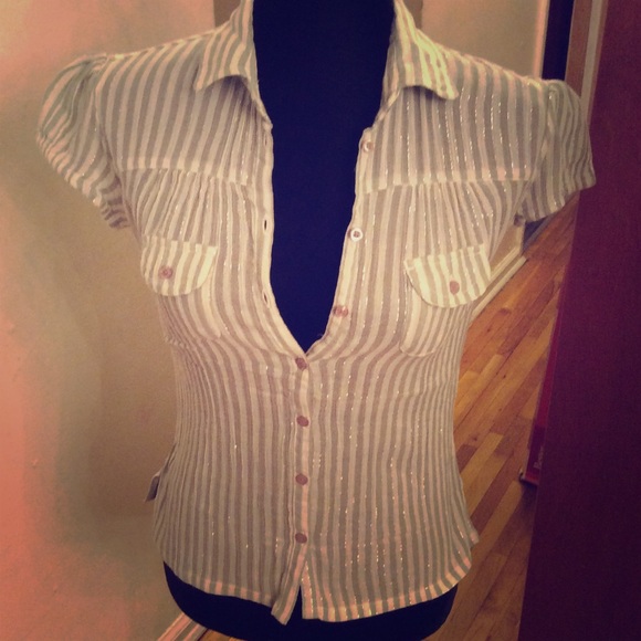 Mint green & white stripped blouse