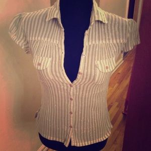 Mint green & white stripped blouse