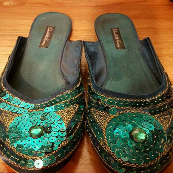 Turquoise/Teal cequinned flats