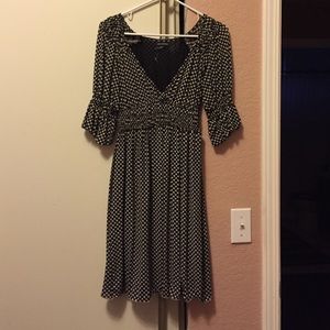 Black and off white empire waist dress