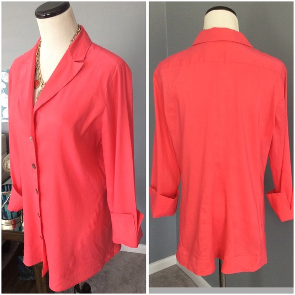 SOLD ZOZO Stretch-Linen Top Color-Watermelon Sz Lg - Picture 3 of 4