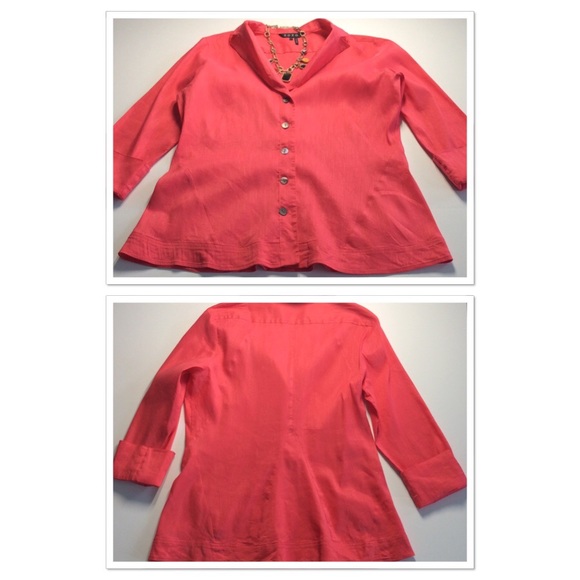 SOLD ZOZO Stretch-Linen Top Color-Watermelon Sz Lg - Picture 4 of 4